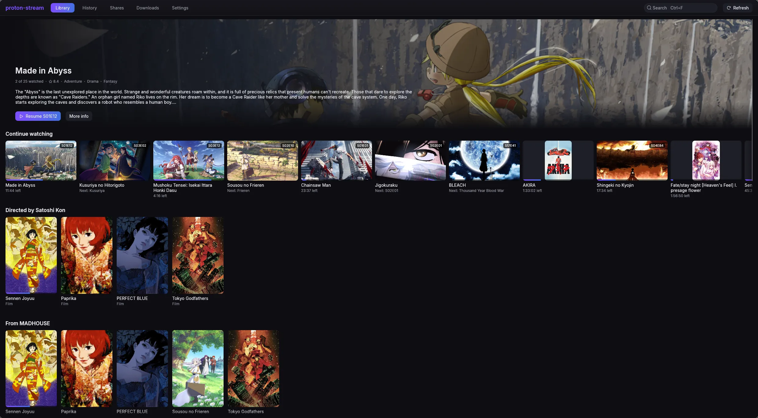 The proton-stream library on the desktop and on a phone